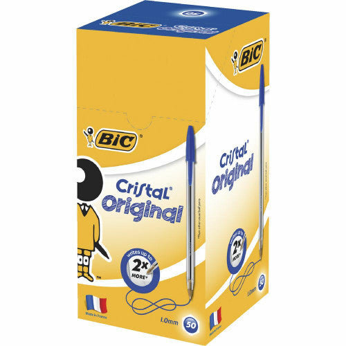 BIC Cristal Ballpoint Pens Medium Blue Box of 50