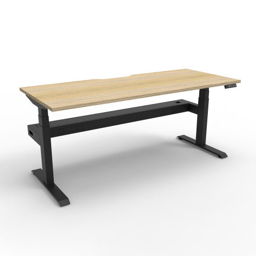 Rapidline Boost Plus Single Sided Workstation 1800 x 750mm with Cable Tray Natural Oak / Black Satin