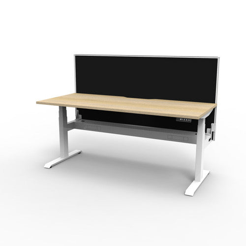 Rapidline Boost Plus Single Sided Workstation 1800 x 750mm with Screen and Cable Tray Natural Oak / White Satin