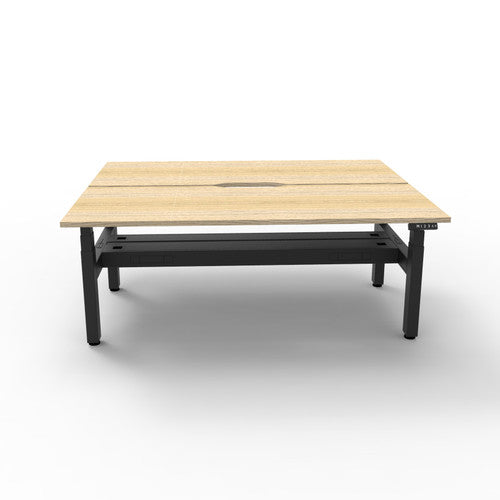 Rapidline Boost Plus Back to Back Workstation 1800 x 750mm with Cable Tray Natural Oak / Black Satin