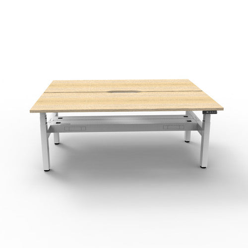 Rapidline Boost Plus Back to Back Workstation 1800 x 750mm with Cable Tray Natural Oak / White Satin