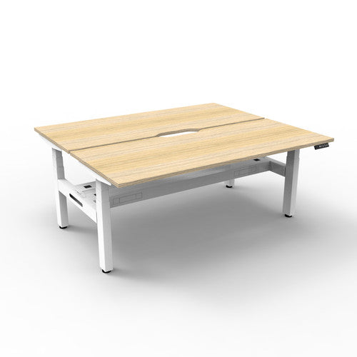 Rapidline Boost Plus Back to Back Workstation 1800 x 750mm with Cable Tray Natural Oak / White Satin