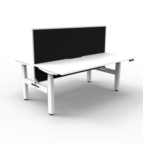Rapidline Boost Plus Back to Back Workstation 1500 x 750mm with Screen Natural White / White Satin