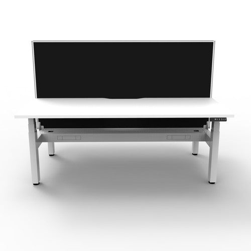 Rapidline Boost Plus Back to Back Workstation 1800 x 750mm with Screen and Cable Tray Natural White / White Satin