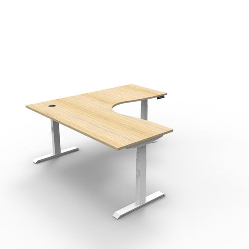 Rapidline Boost Plus Corner Workstation 1500 x 1500 x 750mm Natural Oak / White Satin