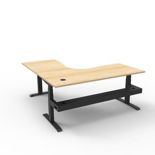 Rapidline Boost Plus Corner Workstation 1800 x 1800 x 750mm with Cable Tray Natural Oak / Black Satin