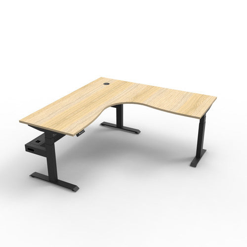 Rapidline Boost Plus Corner Workstation 1800 x 1800 x 750mm with Cable Tray Natural Oak / Black Satin