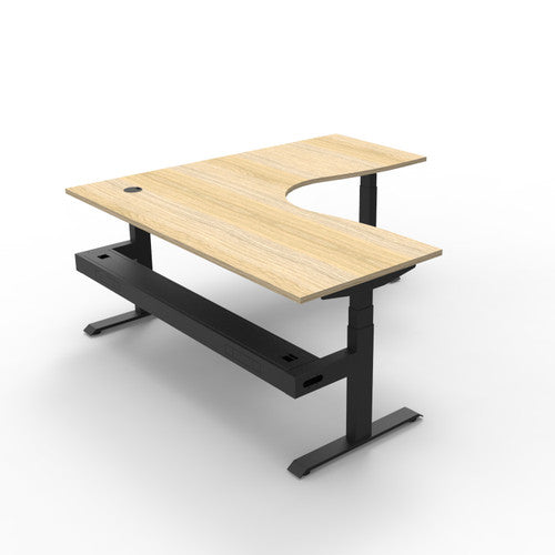 Rapidline Boost Plus Corner Workstation 1800 x 1800 x 750mm with Cable Tray Natural Oak / Black Satin