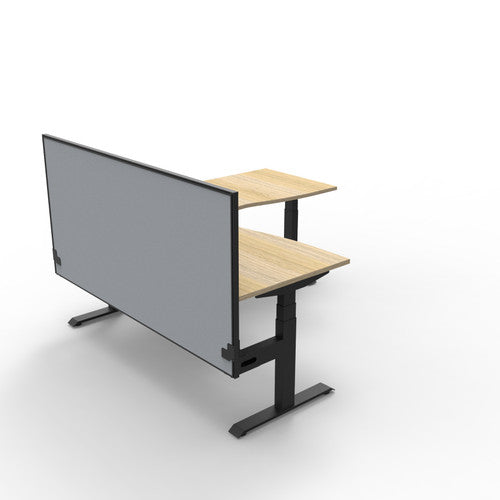 Rapidline Boost Plus Corner Workstation 1800 x 1800 x 750mm with Screen Natural Oak / Black Satin