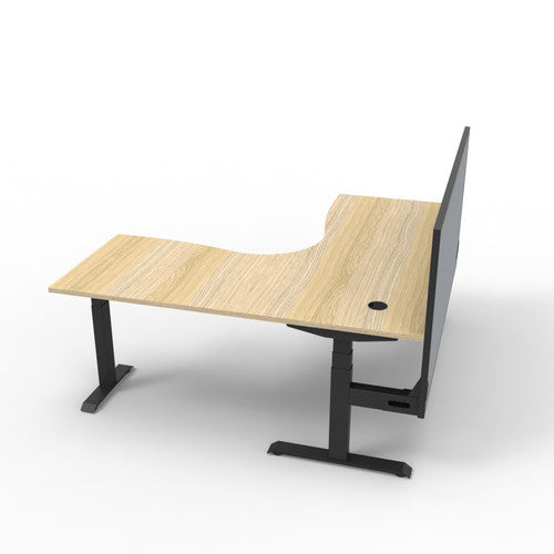 Rapidline Boost Plus Corner Workstation 1800 x 1800 x 750mm with Screen Natural Oak / Black Satin