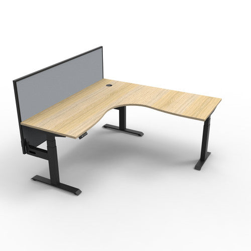 Rapidline Boost Plus Corner Workstation 1800 x 1800 x 750mm with Screen Natural Oak / Black Satin