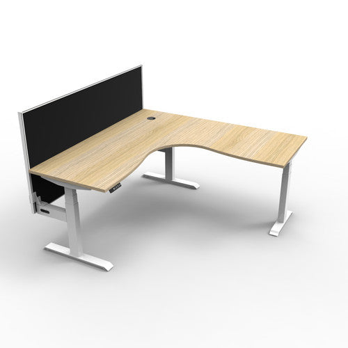 Rapidline Boost Plus Corner Workstation 1800 x 1800 x 750mm with Screen Natural Oak / White Satin