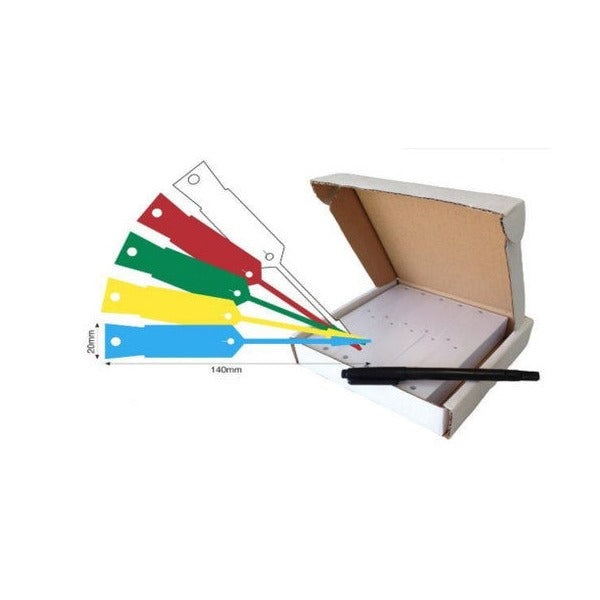 Bala Vinyl Disposable Arrow Keytags with Pen 140 x 20mm Red Box of 1000
