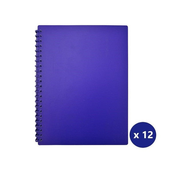 Bantex A4 Display Book Refillable Euro Matte PP 20 Pockets Navy Box of 12