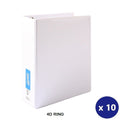 Bantex A4 Insert Binder Standard PP 4D Ring 65mm White Box of 10