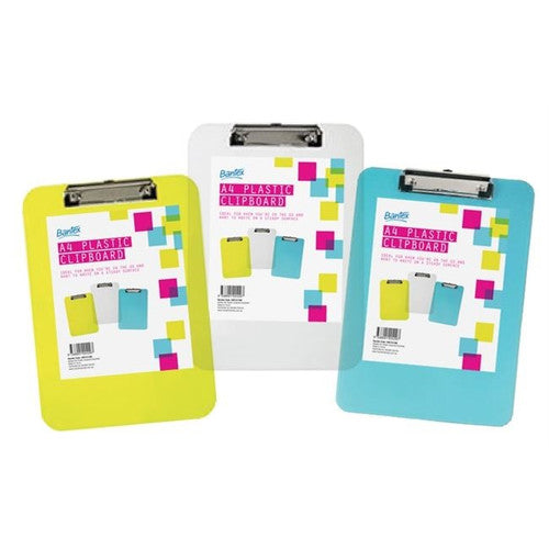Bantex A4 Plastic Clipboard Assorted Colours Box of 6