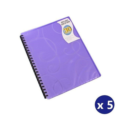 Beautone Display Book Refillable Jewel PP A4 30 Pockets Purple Box 5
