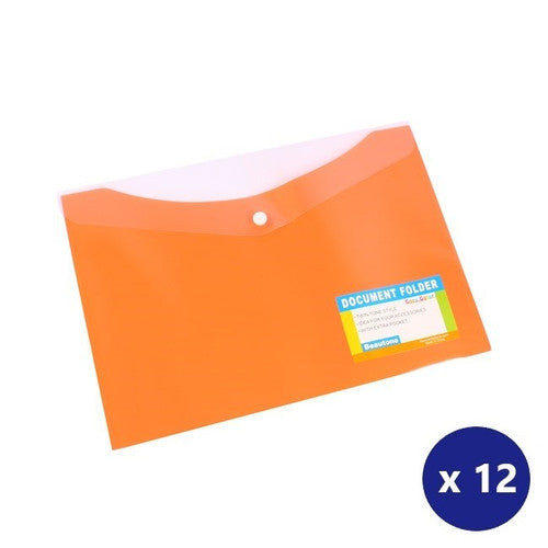 Beautone Document Folder A4 with Pocket Button Closure Mango Box 12