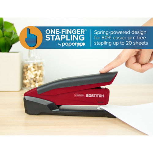 Bostitch InPower Antimicrobial Full Strip Stapler 20 Sheets Red Black