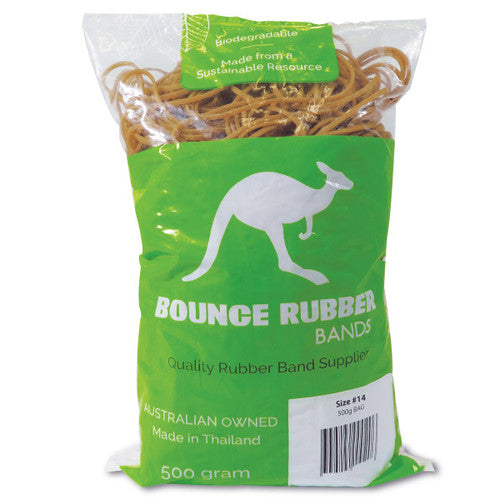Bounce Rubber Bands Size 14 50 x 2.0mm 500g Bag Natural Tan