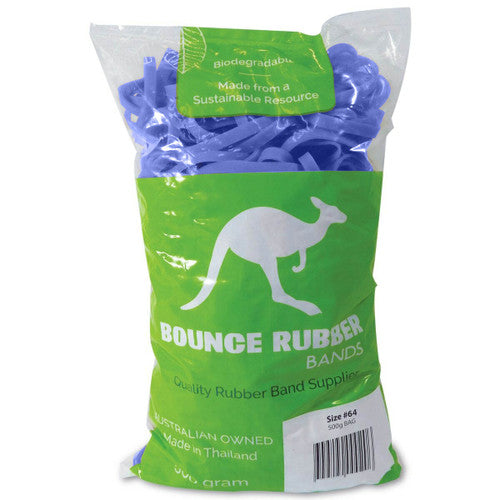 Bounce Rubber Bands Size 64 90 x 6.0mm 500g Bag Blue