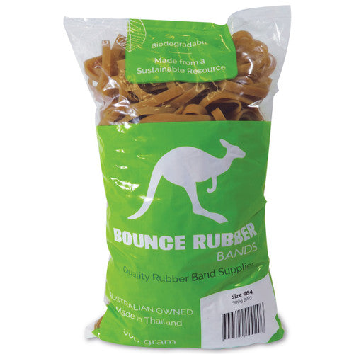 Bounce Rubber Bands Size 64 90 x 6.0mm 500g Bag Natural Tan