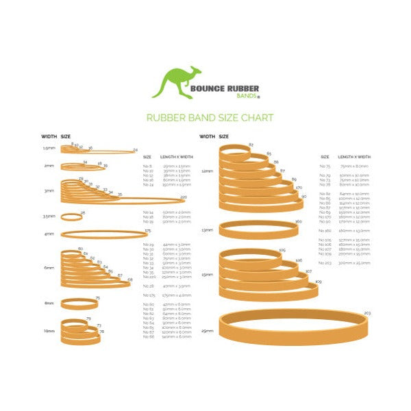 Bounce Rubber Bands Size 33 90 x 3.0mm 500g Bag Natural Tan