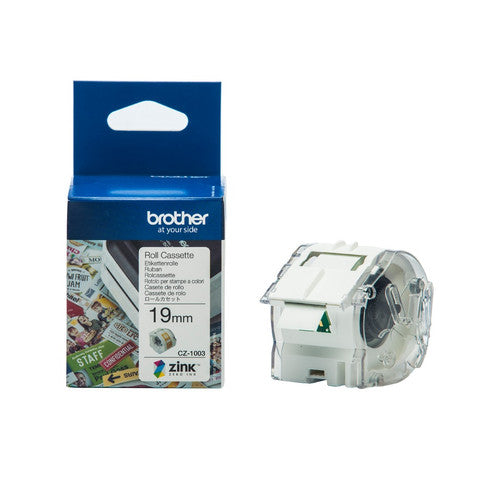 Brother CZ-1003 19mm x 5m White Label Roll Tape Cassette