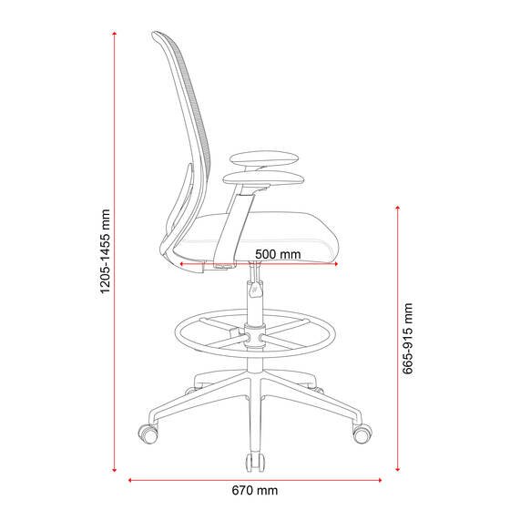 Buro Force Drafting Chair with Arms Black Frame
