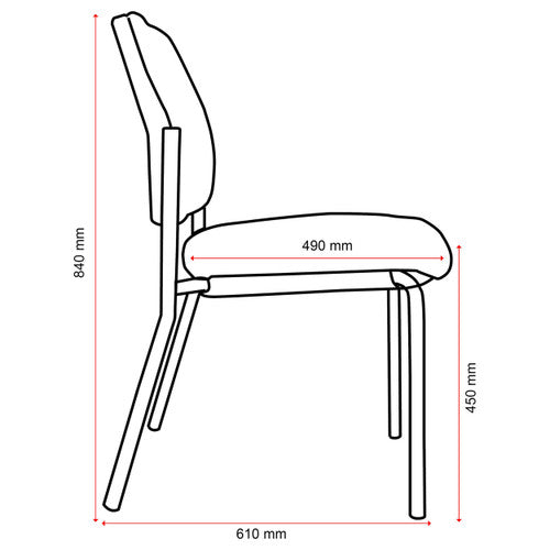 Buro Lindis 4 Leg Chair Black Powdercoat Frame Without Arms Safetex Charcoal