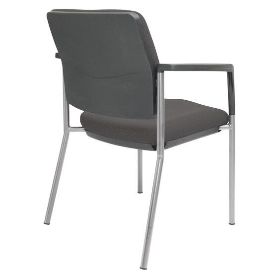 Buro Lindis 4 Leg Chair Silver Powdercoat Frame With Arms Safetex Charcoal