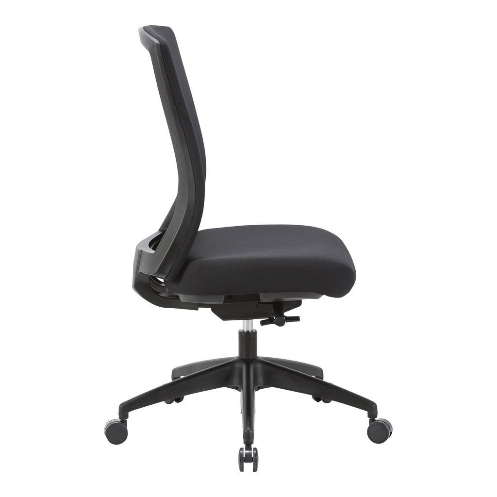 Buro Mentor Chair Upholstered Back Nylon Base with Arms Cobalt SafeTex