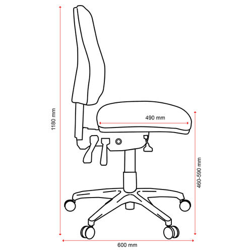 Buro Roma High Back Chair 3 Lever Seat Slide Without Arms Red