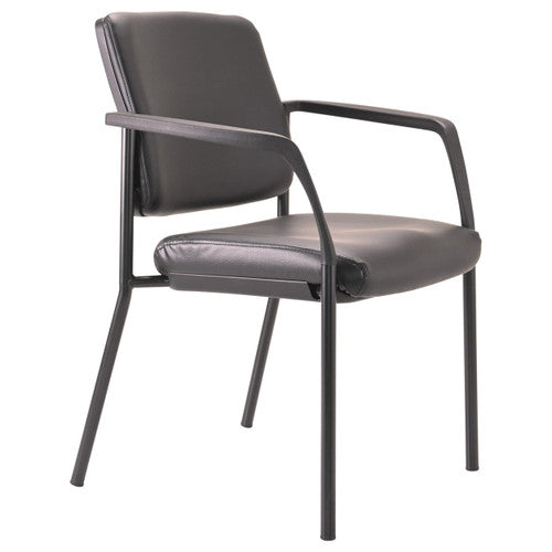 Buro Lindis 4 Leg Chair Black Powdercoat Frame With Arms Dillon PU Black
