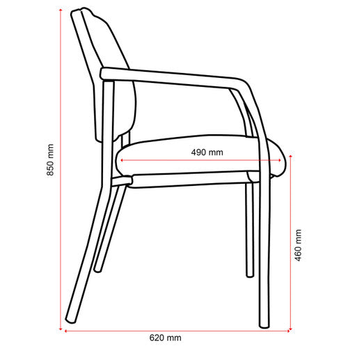 Buro Lindis 4 Leg Chair Black Powdercoat Frame With Arms Safetex Olive