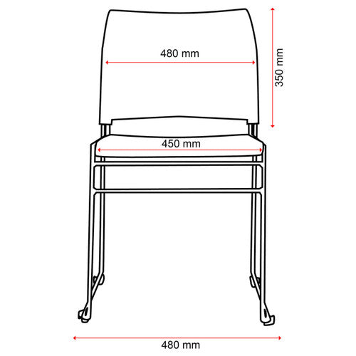 Buro Maxim Sled Base Chair Black Powdercoat Frame Without Arms
