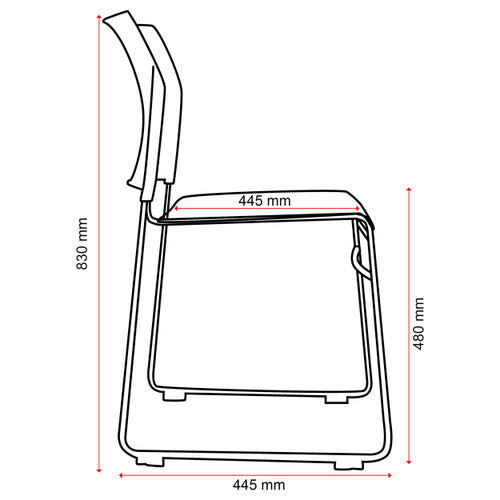 Buro Maxim Sled Base Chair Black Powdercoat Frame Without Arms