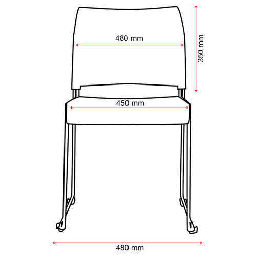 Buro Maxim Sled Base Mesh Back Chair Black Powdercoat Frame Without Arms