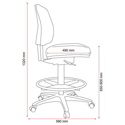 Buro Roma Drafting Chair 1 Lever Mid Back Red