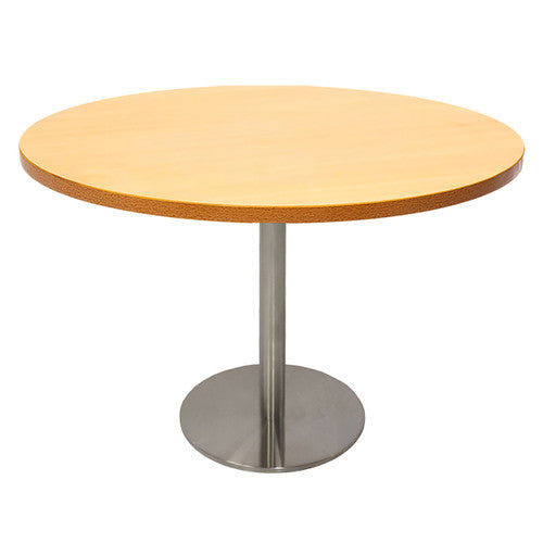 Rapidline Estilo Round Table Flat Disc Base 1200mm Diameter Beech / Stainless Steel