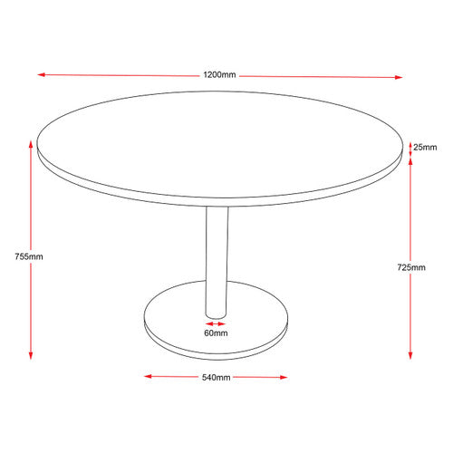 Rapidline Estilo Round Table Flat Disc Base 1200mm Diameter Cherry / White