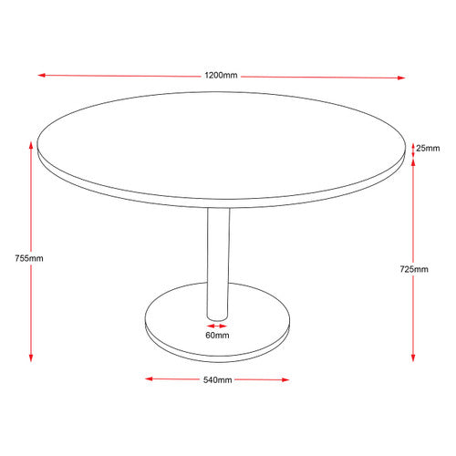 Rapidline Estilo Round Table Flat Disc Base 1200mm Diameter Beech / Black