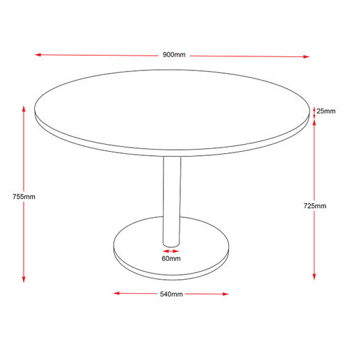 Rapidline Estilo Round Table Flat Disc Base 900mm Diameter Natural Oak / White