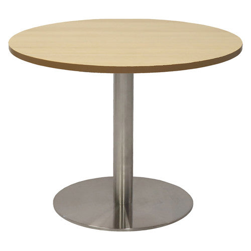 Rapidline Estilo Round Coffee Table Flat Disc Base 600mm Diameter Natural Oak / Stainless Steel