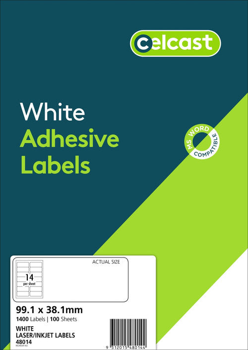 Celcast Labels 99.1 x 38.1mm 100 Pack 14UP