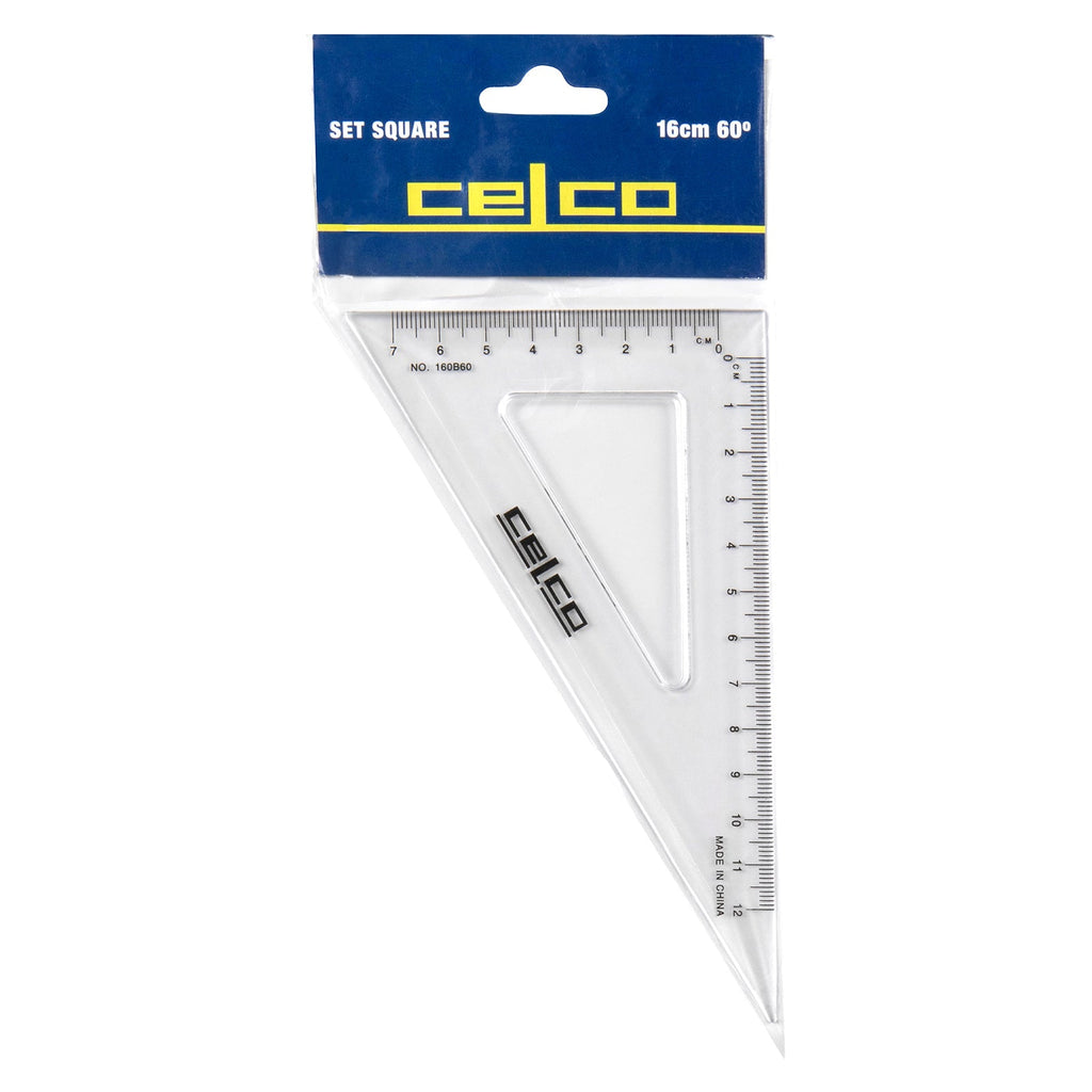 Celco 60 Degree Set Squares 16cm Clear