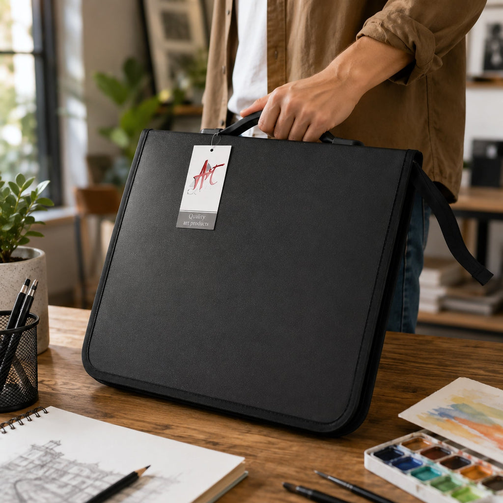Colby Art A4 Zippered Polypropylene Portfolio Black