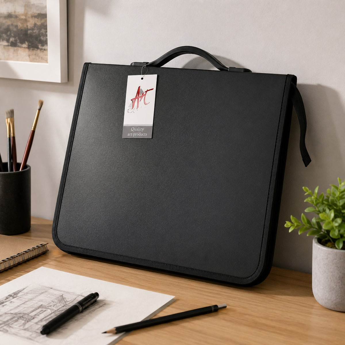Colby Art A4 Zippered Polypropylene Portfolio Black