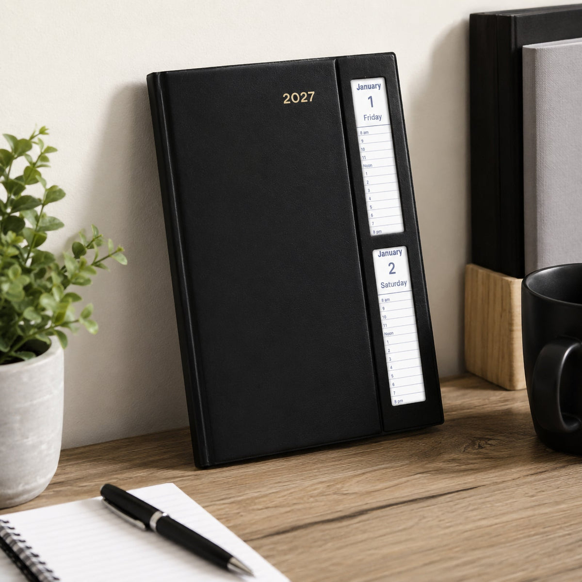 Collins Belmont Diary 2027 A5 2 Days to a Page Windowfaced Black