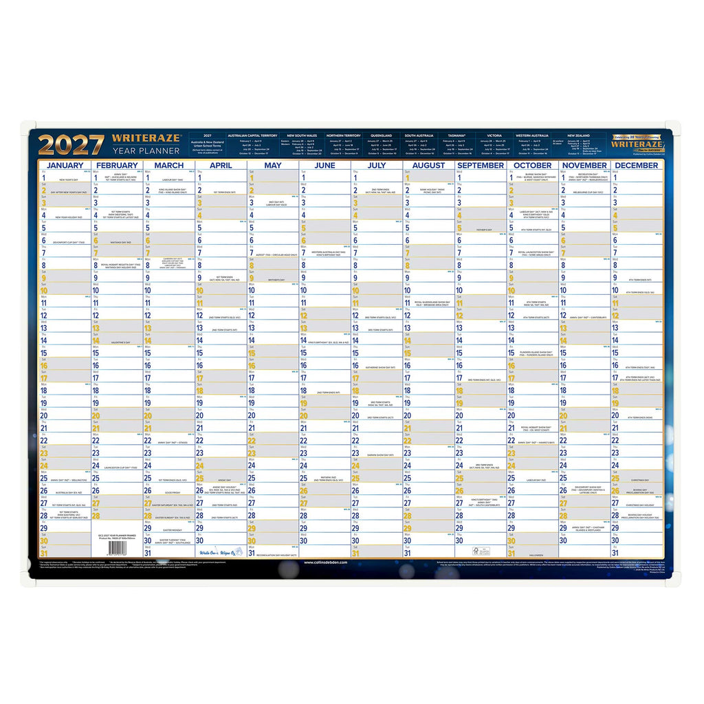 Collins Writeraze 2027 500x700mm Framed Laminated Planner